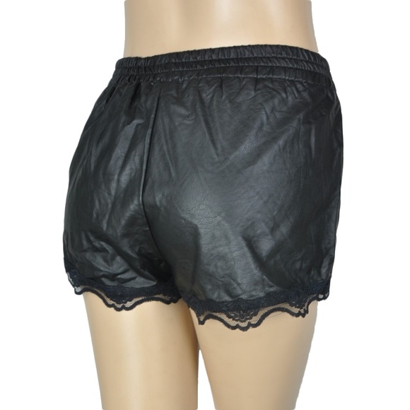 The Hanger Black Faux Leather Lace Shimmer Shorts - Picture 2 of 2